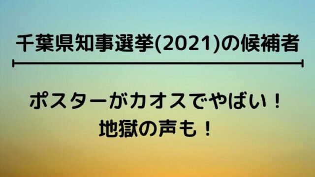 千葉県知事選挙(2021)の候補者ポスターがカオスでやばい！地獄の声も！