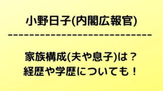小野日子(内閣広報官)の家族構成(夫や息子)は？