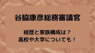 谷脇康彦総務審議官の経歴と家族構成は?