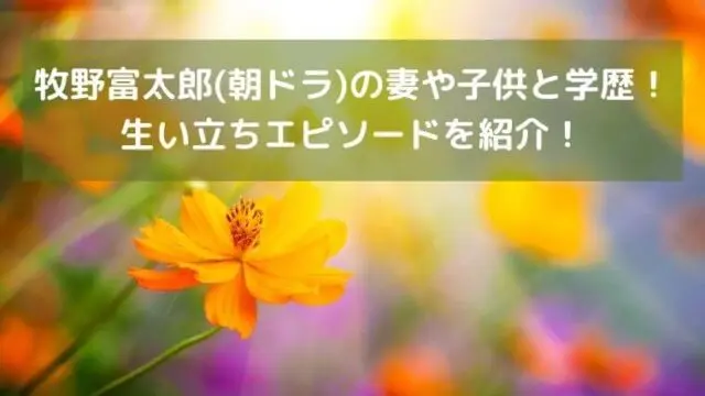 牧野富太郎(朝ドラ)の妻や子供と学歴など生い立ちエピソードを紹介！