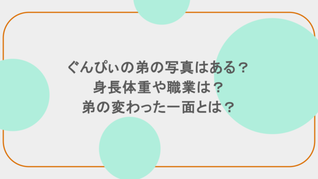 ぐんぴぃの弟の写真はある?身長体重や職業は?弟の変わった一面とは?